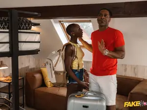 Fake Hostel - African Black babe and SE Asian threesome - 05/21/2021