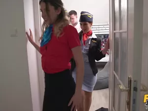 Fake Hostel - Horny Air Hostesses share massive cock - 12/05/2021