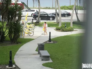 Pervs On Patrol - Celeb Look-Alike in Thong Bikini - 10/13/2017