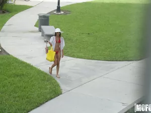 Pervs On Patrol - Celeb Look-Alike in Thong Bikini - 10/13/2017