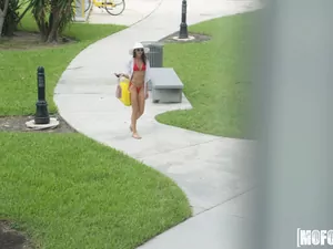 Pervs On Patrol - Celeb Look-Alike in Thong Bikini - 10/13/2017