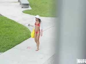 Pervs On Patrol - Celeb Look-Alike in Thong Bikini - 10/13/2017