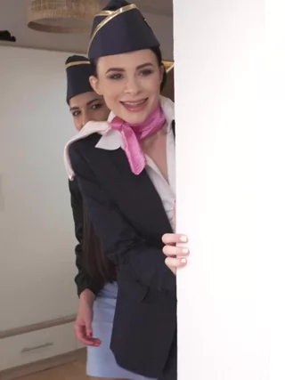 Fake Hostel - Horny Air Hostesses share massive cock - 12/05/2021